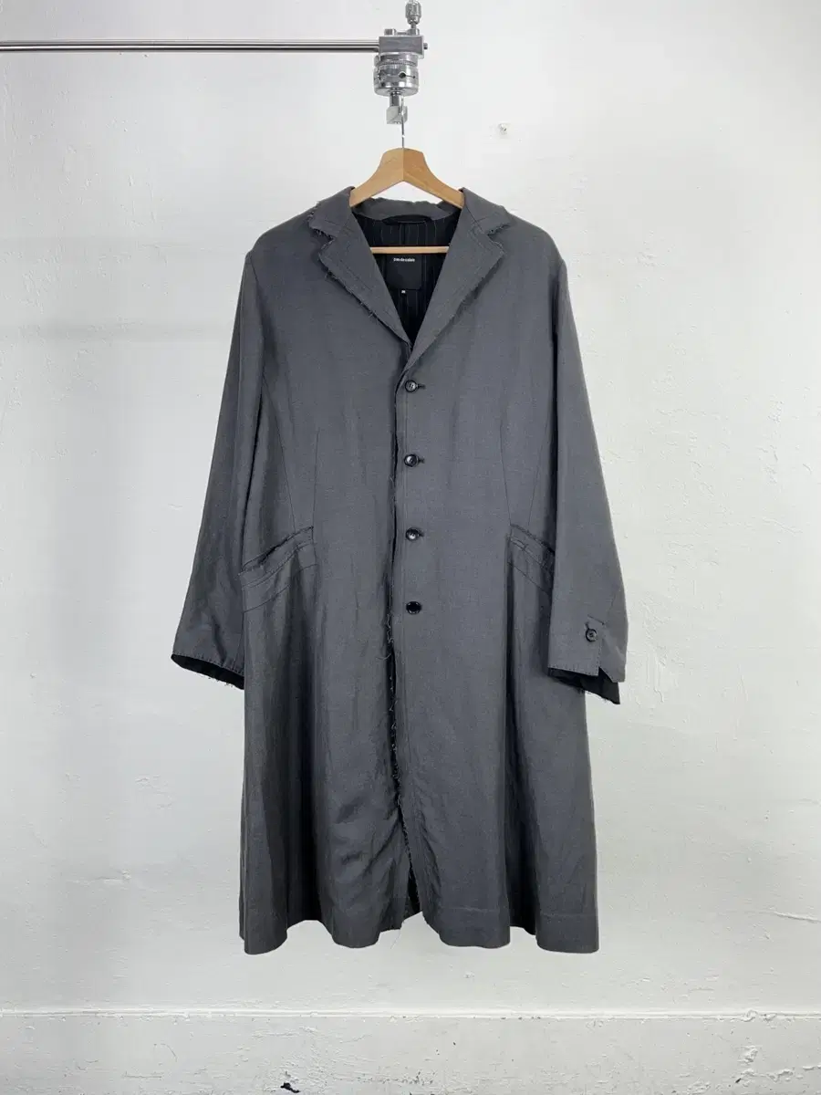 Padkale Gray Fluted Classic Tencel Long Jacket