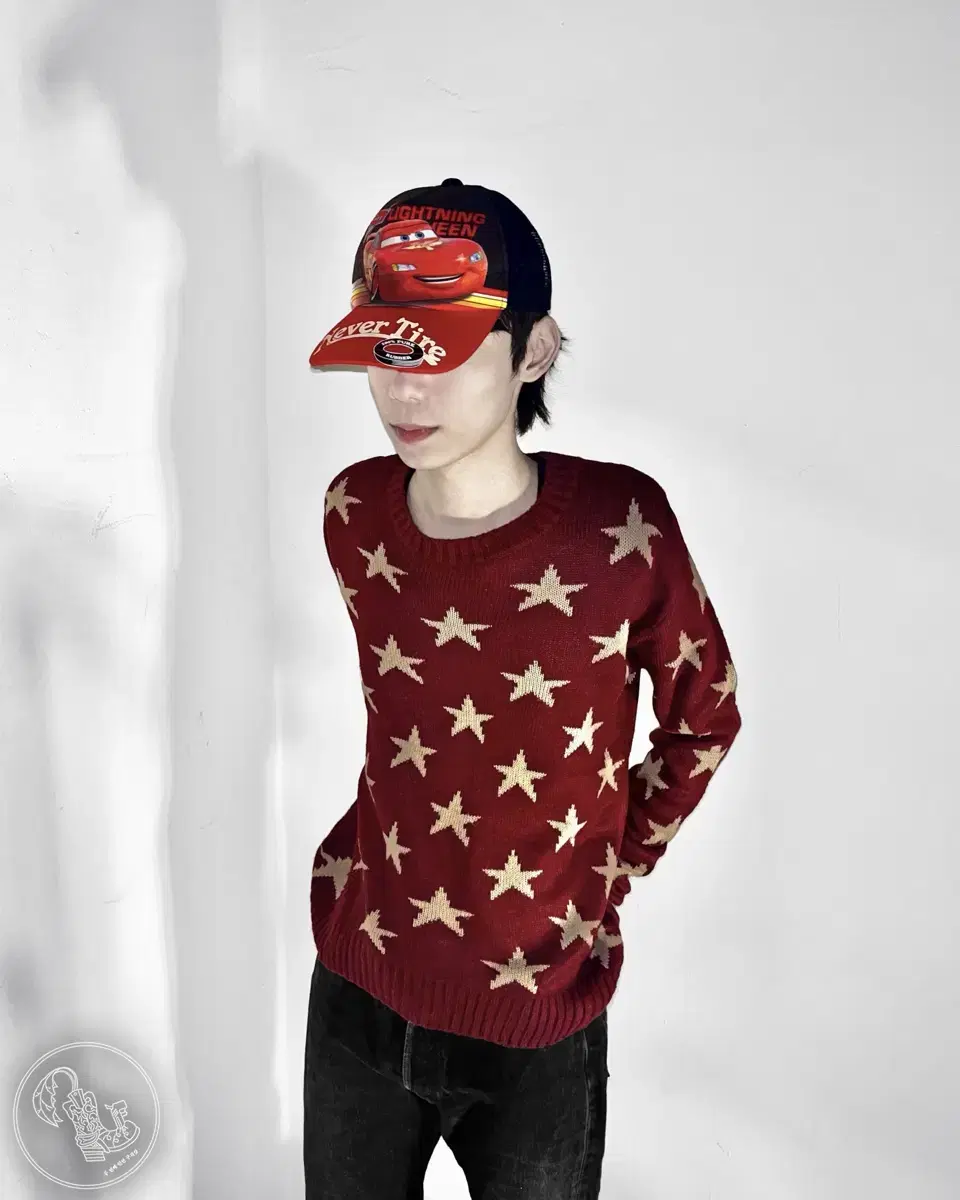 Vintage Star Pattern Loose Fit Grunge Knit Sweater