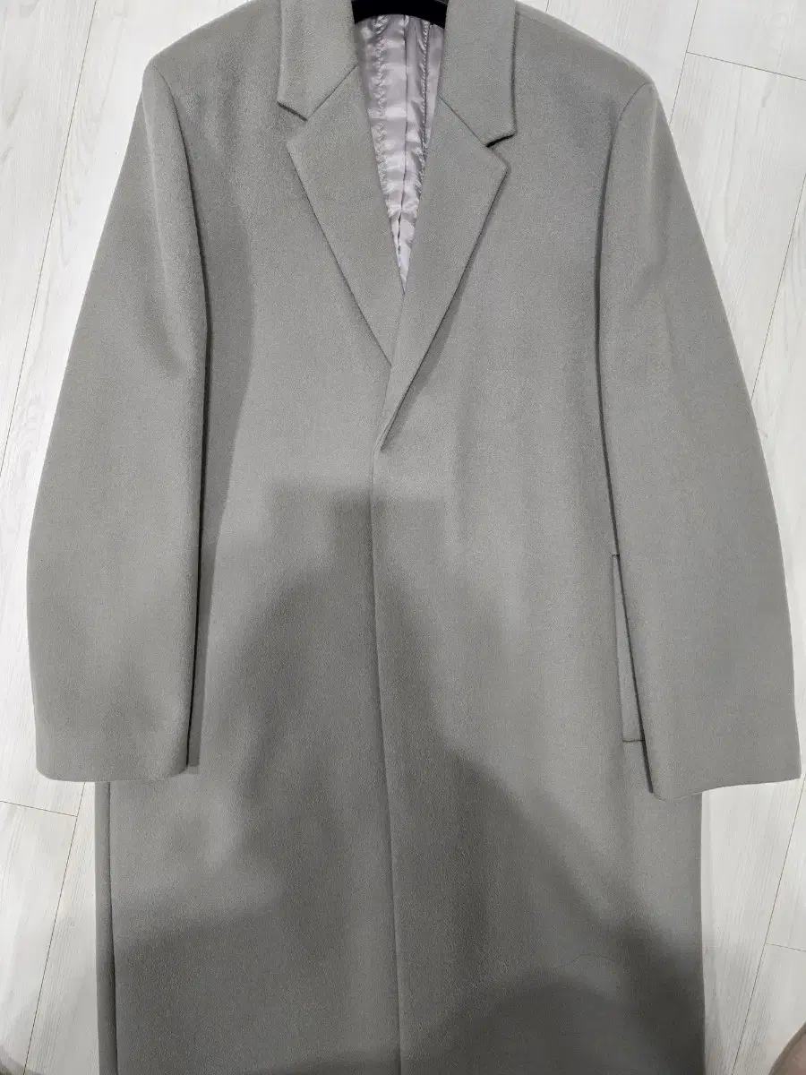 Drawstring Pure Wool Single Coat Beige XL