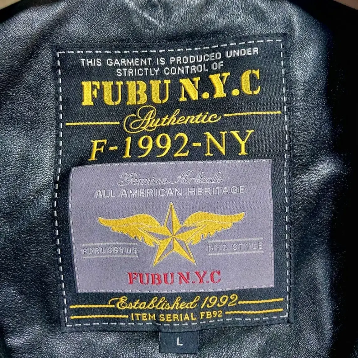 FUBU NYC 가죽자켓95-100 바이크 항공자켓/택포