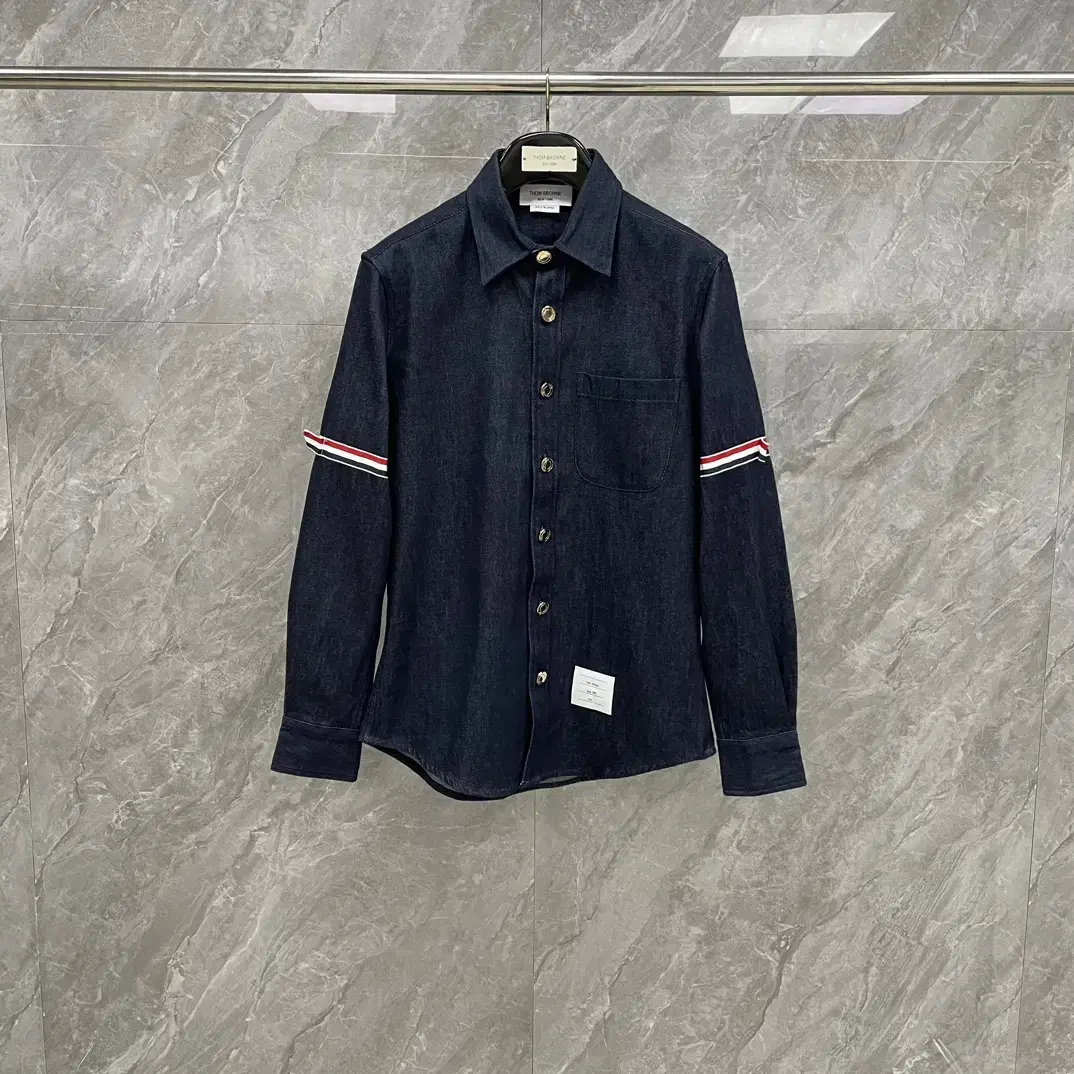 Thom Browne Armbanding Nylon Shirtlike Jacket Windbreaker Coat Navy