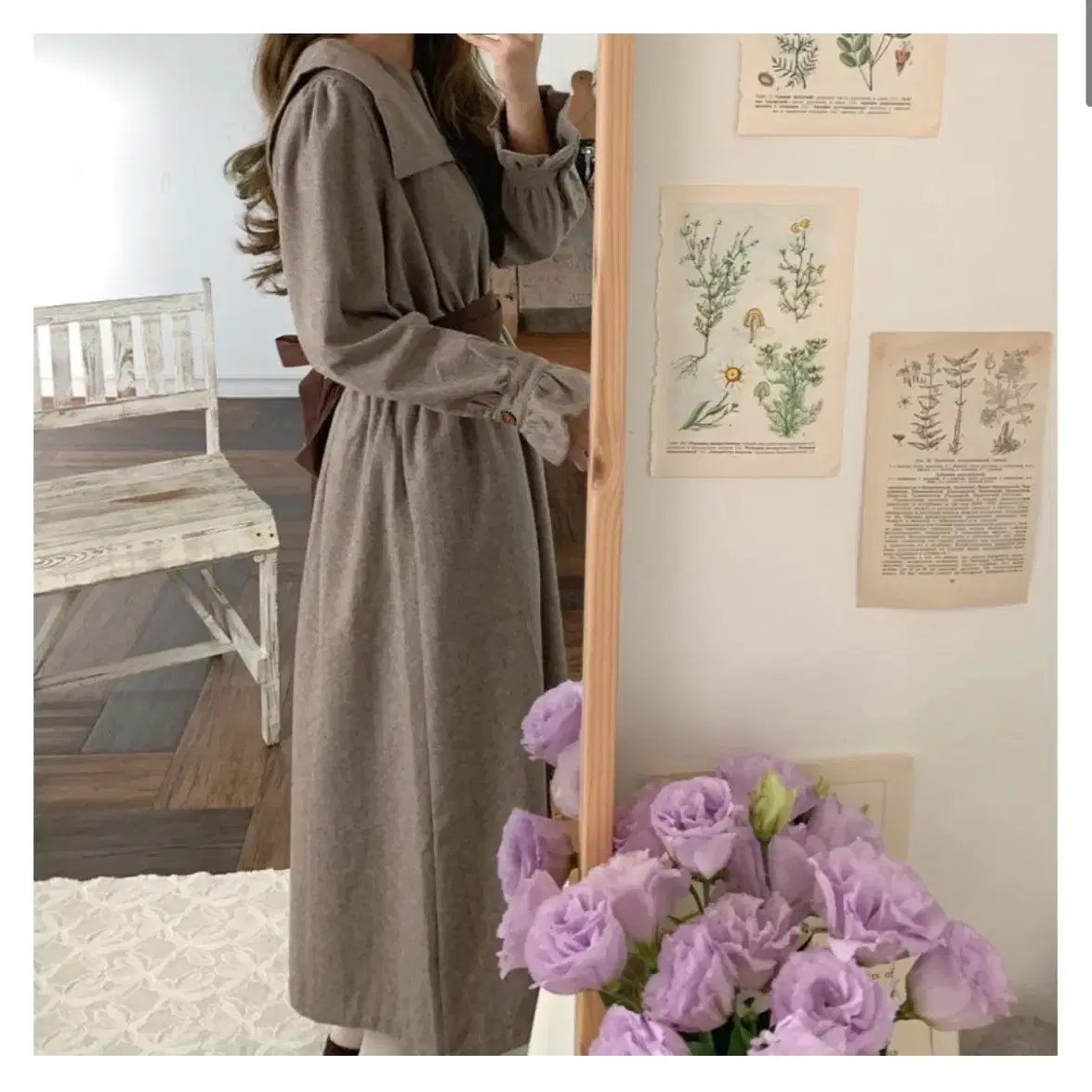 미미부티크 아벡데플뢰르 herringbon wood dress