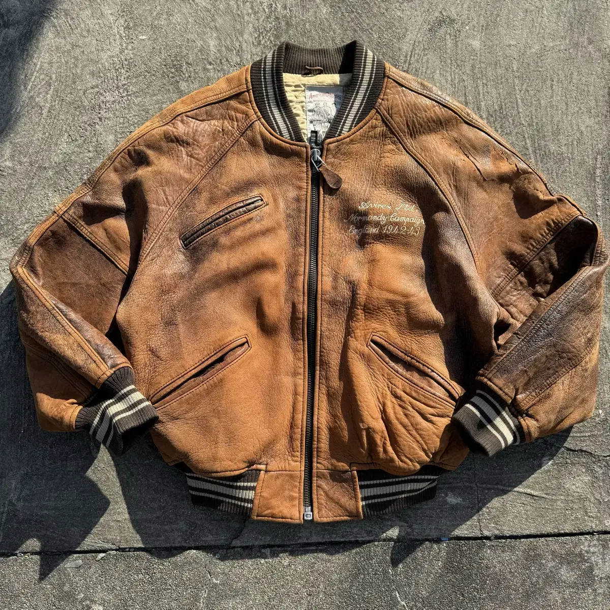 [S~M] Avirex Avirex USA Leather Varsity Jacket