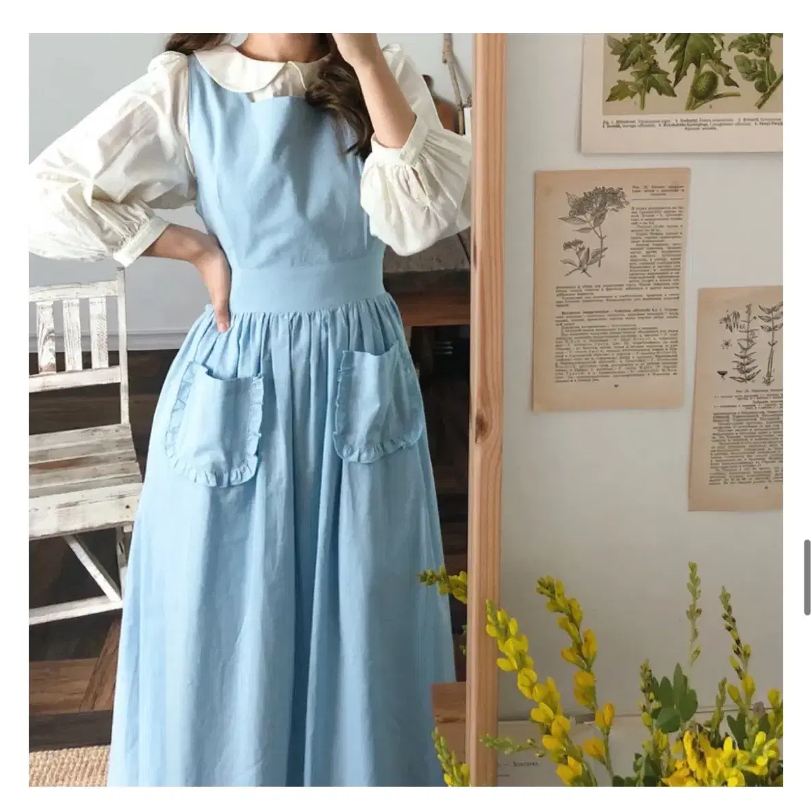 미미부티크 아벡데플뢰르 frill pocket dress