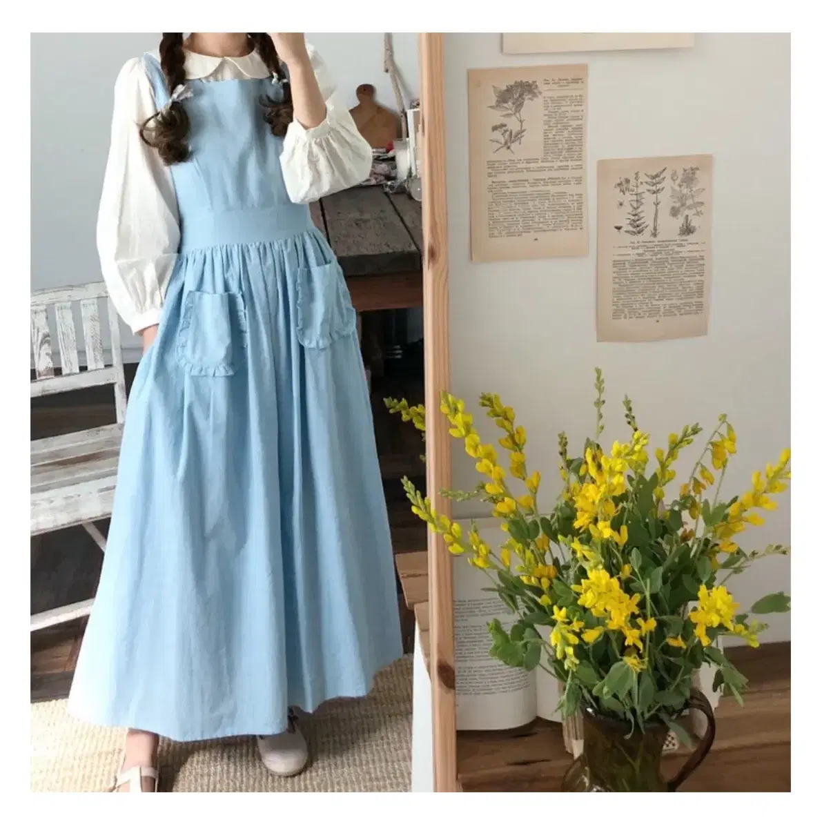 미미부티크 아벡데플뢰르 frill pocket dress