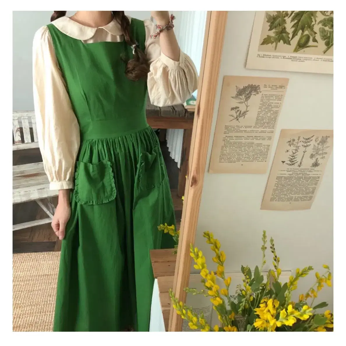 미미부티크 아벡데플뢰르 frill pocket dress