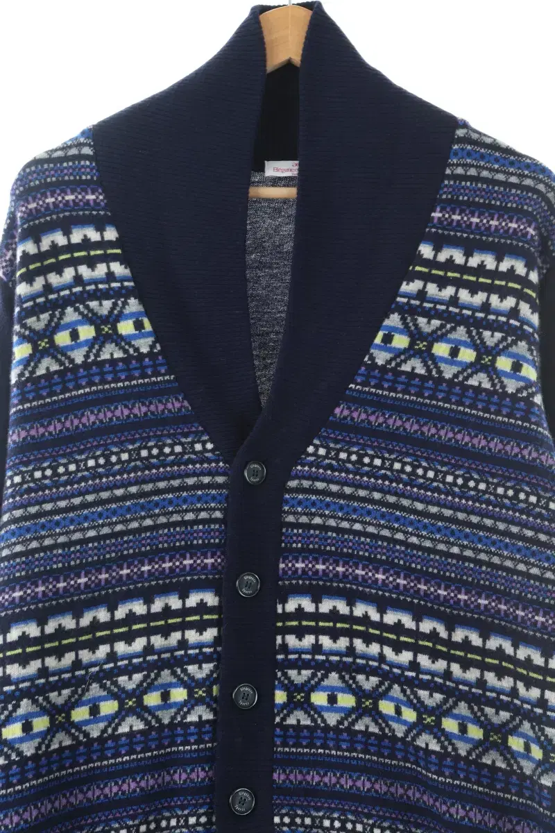 (M) BrandVintage Knit Zip-up Navy Cardigan-1064F