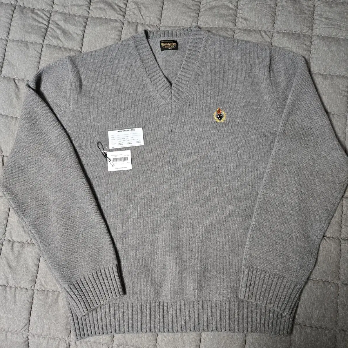 Heritage Floss Wool V-Neck Knit Melange Gray L