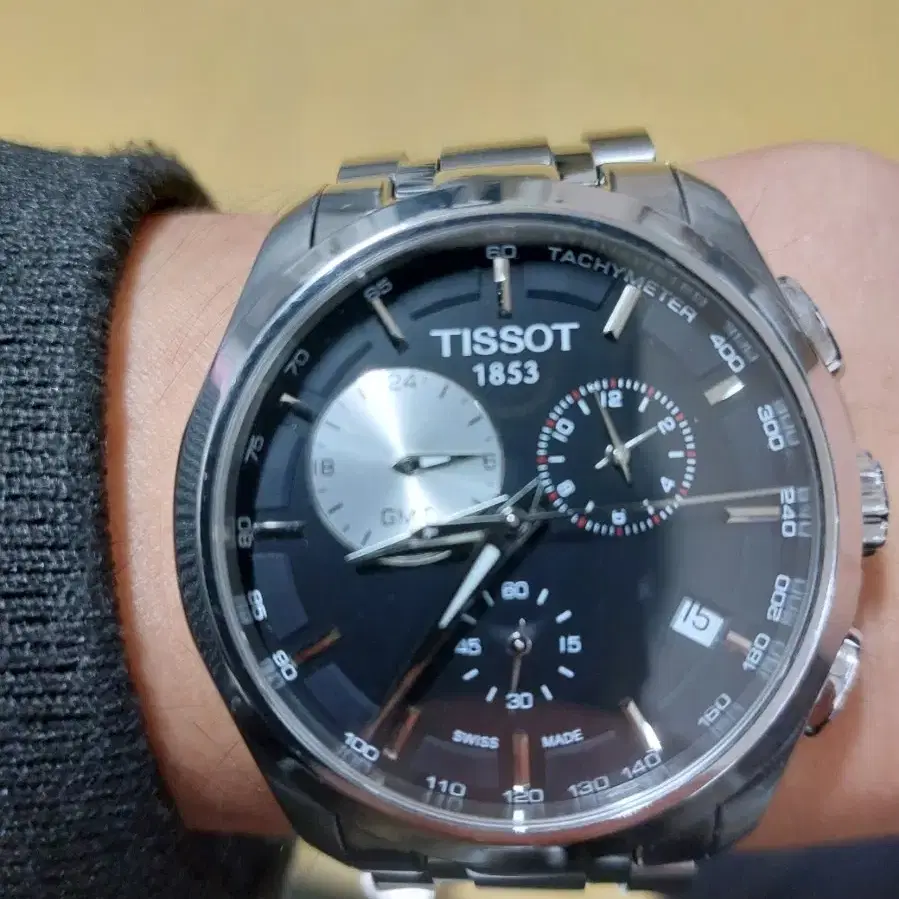 티쏘 꾸뜨리에 GMT 외눈박이 검판