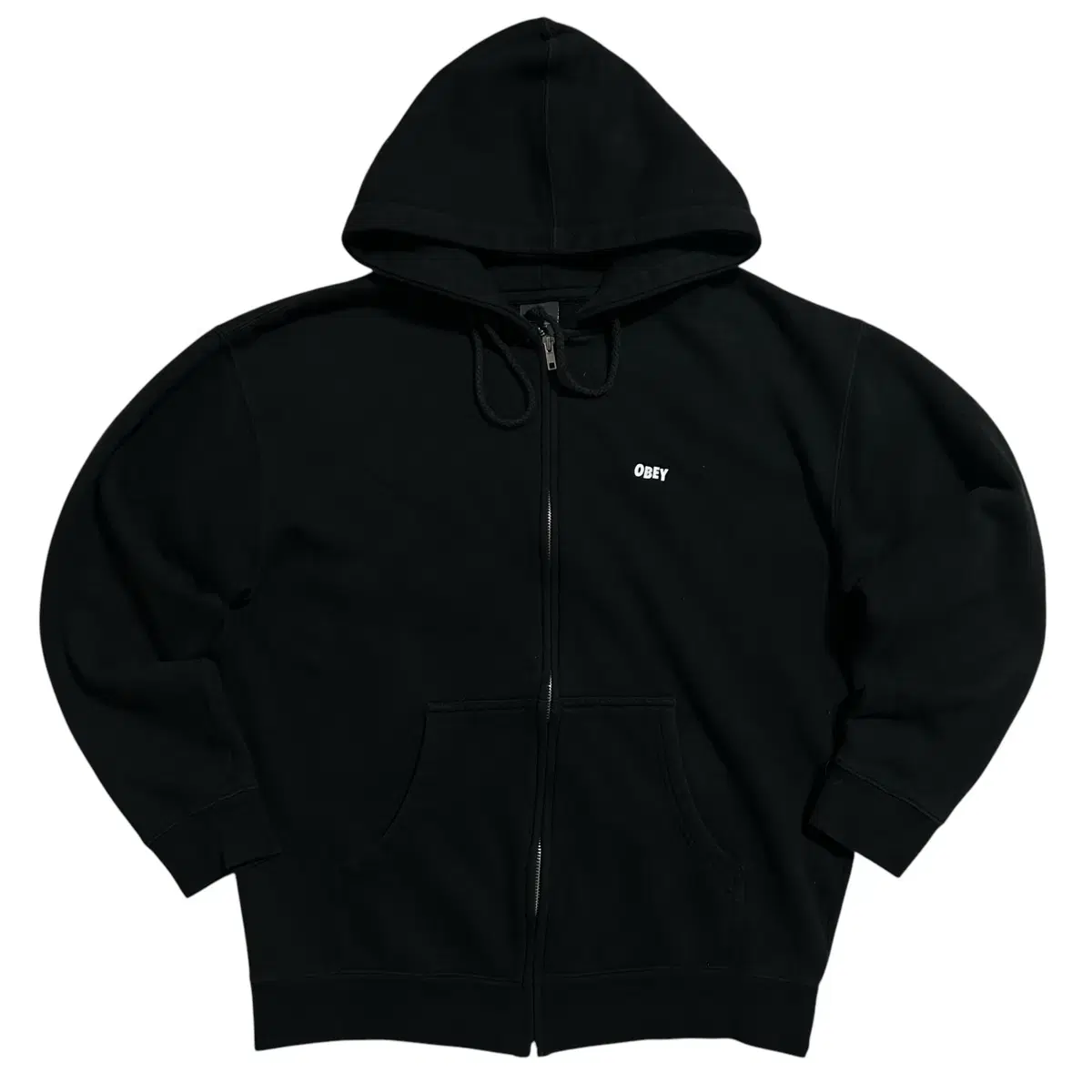 Obey Back Logo Black Hoodie Zip-Up (M)