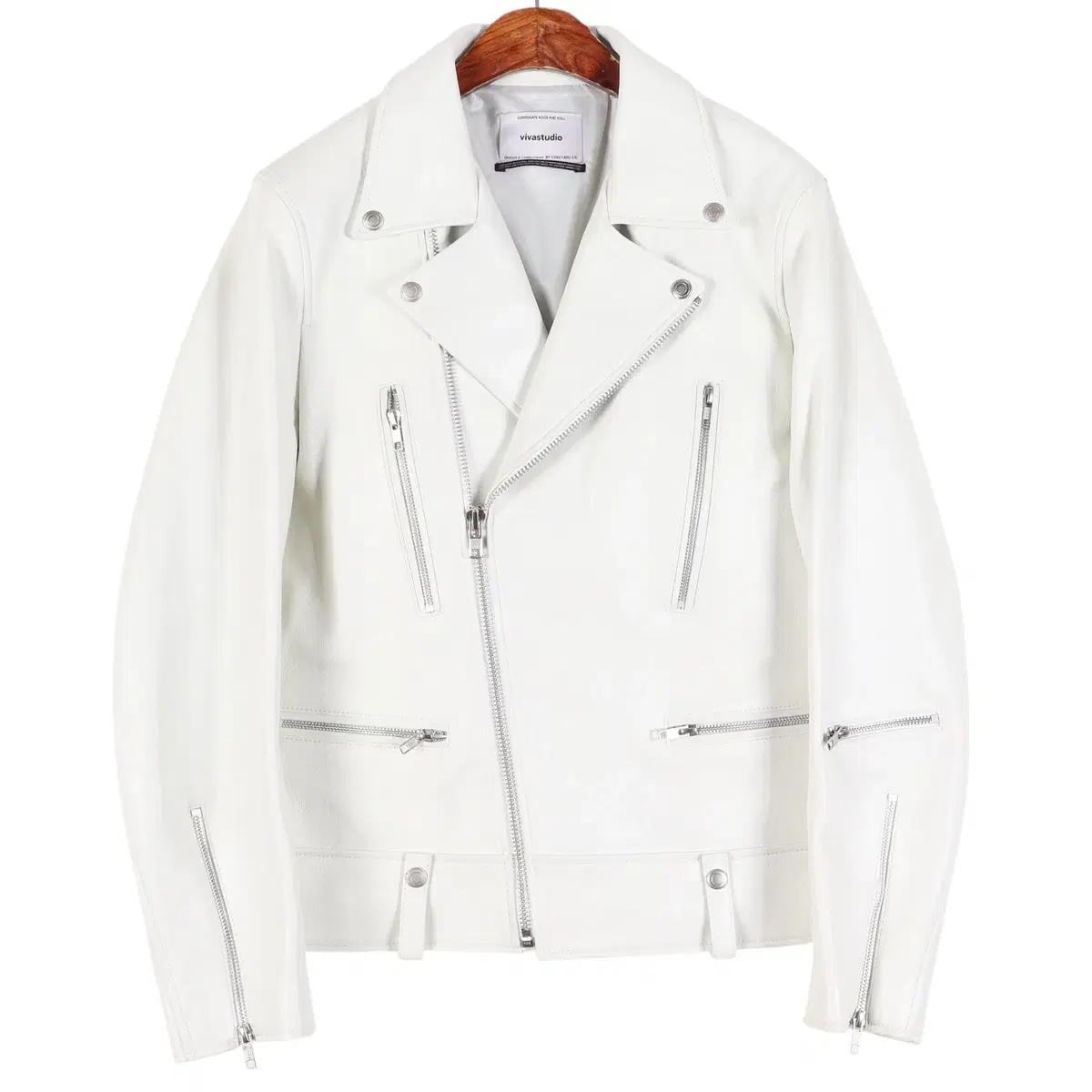 VIVASTUDIO White leather rider jacket L