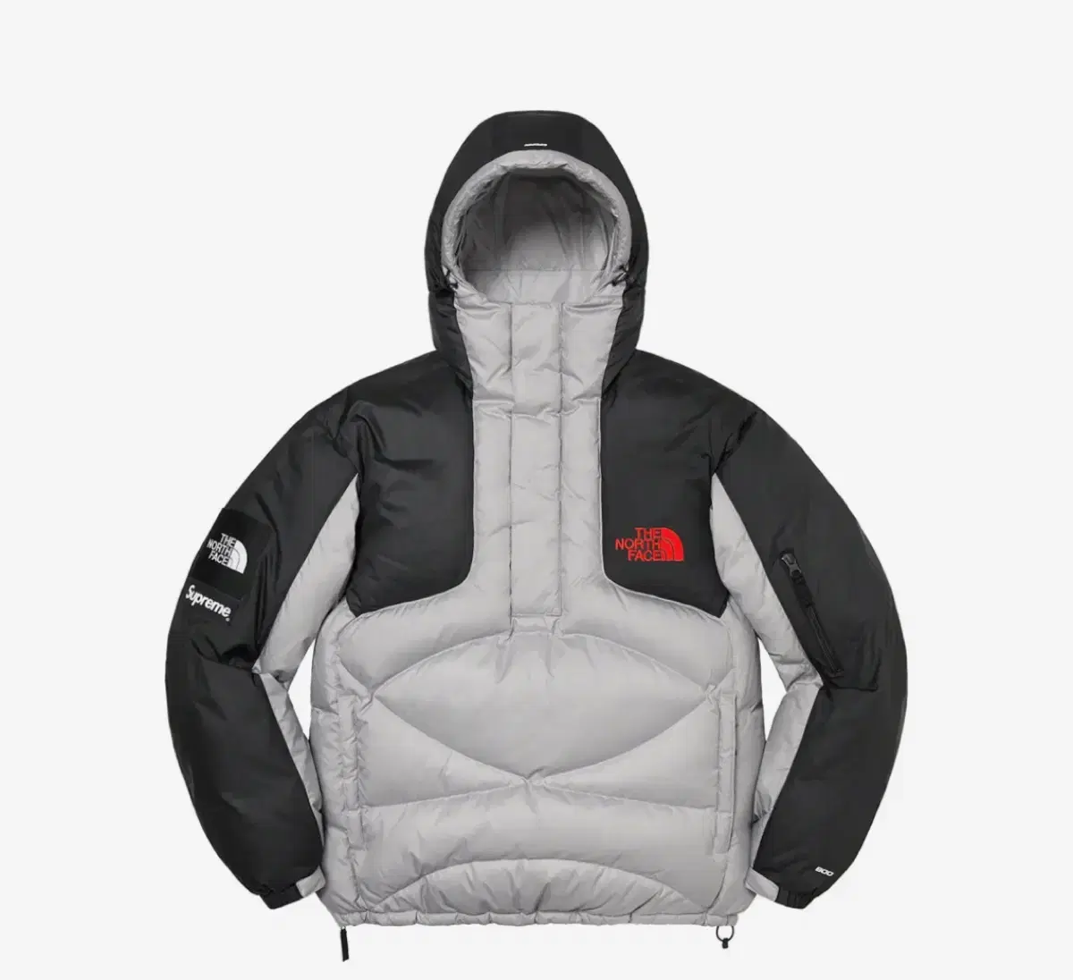 Supreme The North Face[M] 800-fill half zip hooded pullover gray