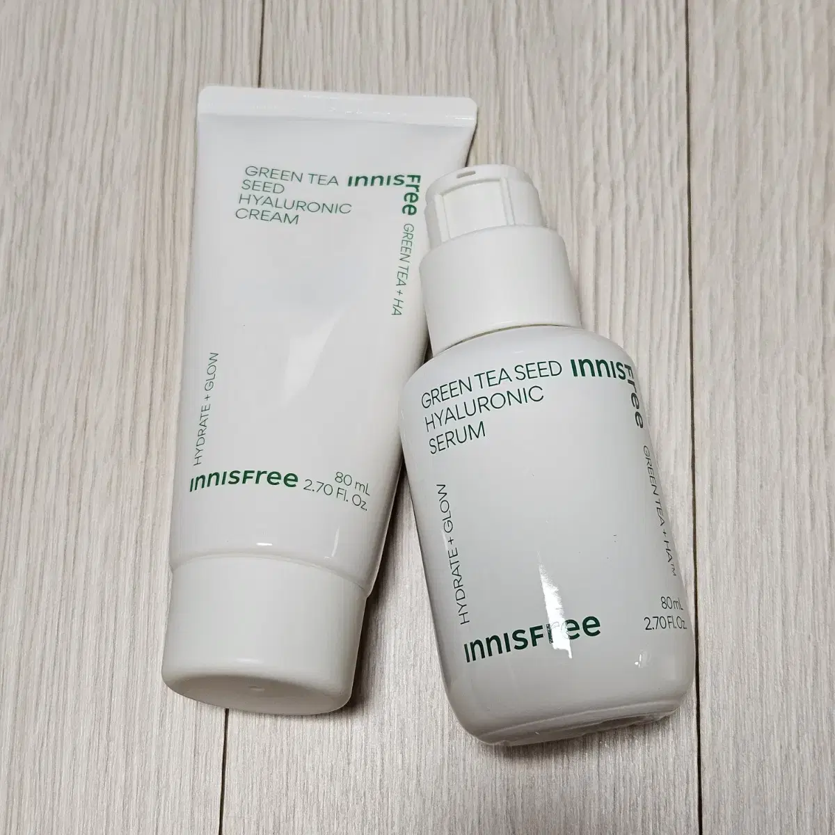 이니스프리 그린티 히알루론산 세럼 80ml + 수분크림 80ml