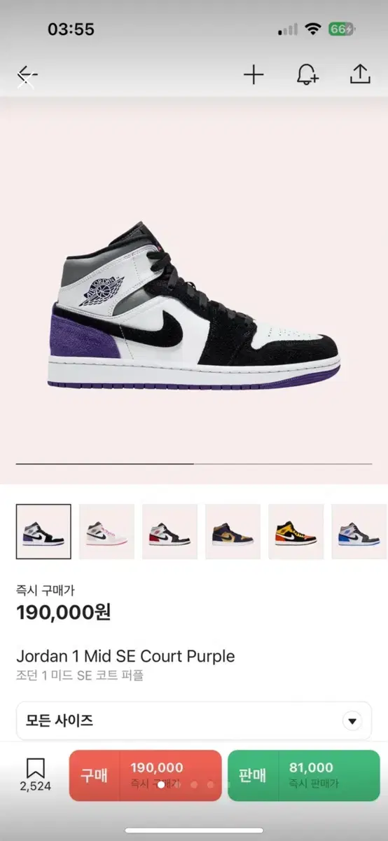 Jordan 1 Mid SE Court Purple