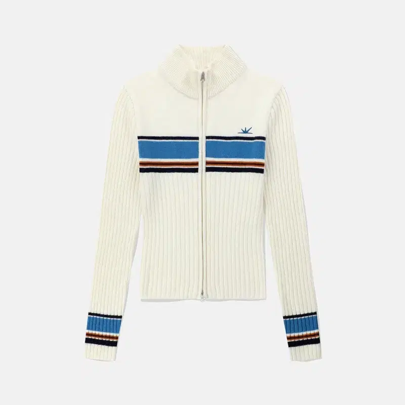 썬러브 W Striped Full Zip Knit Cardigan