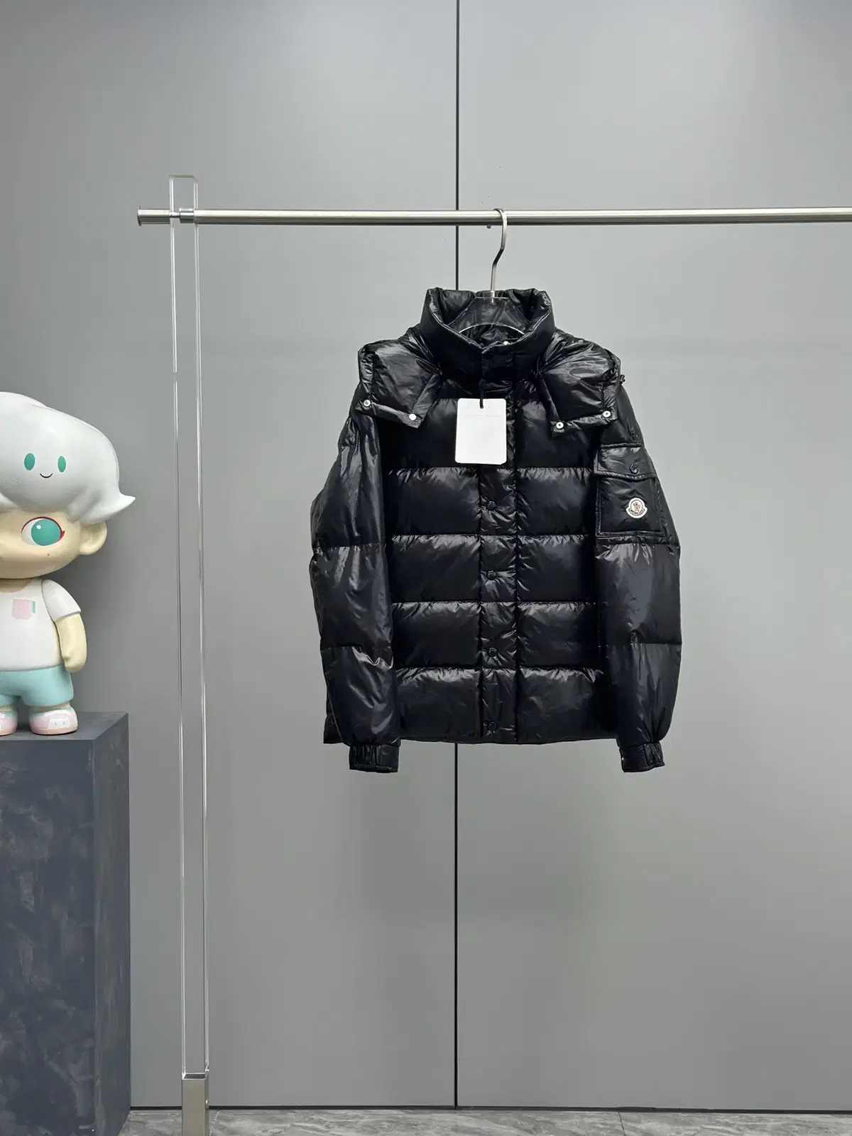 Moncler Winter Black Hooded Jacket Windbreaker Coat Padded