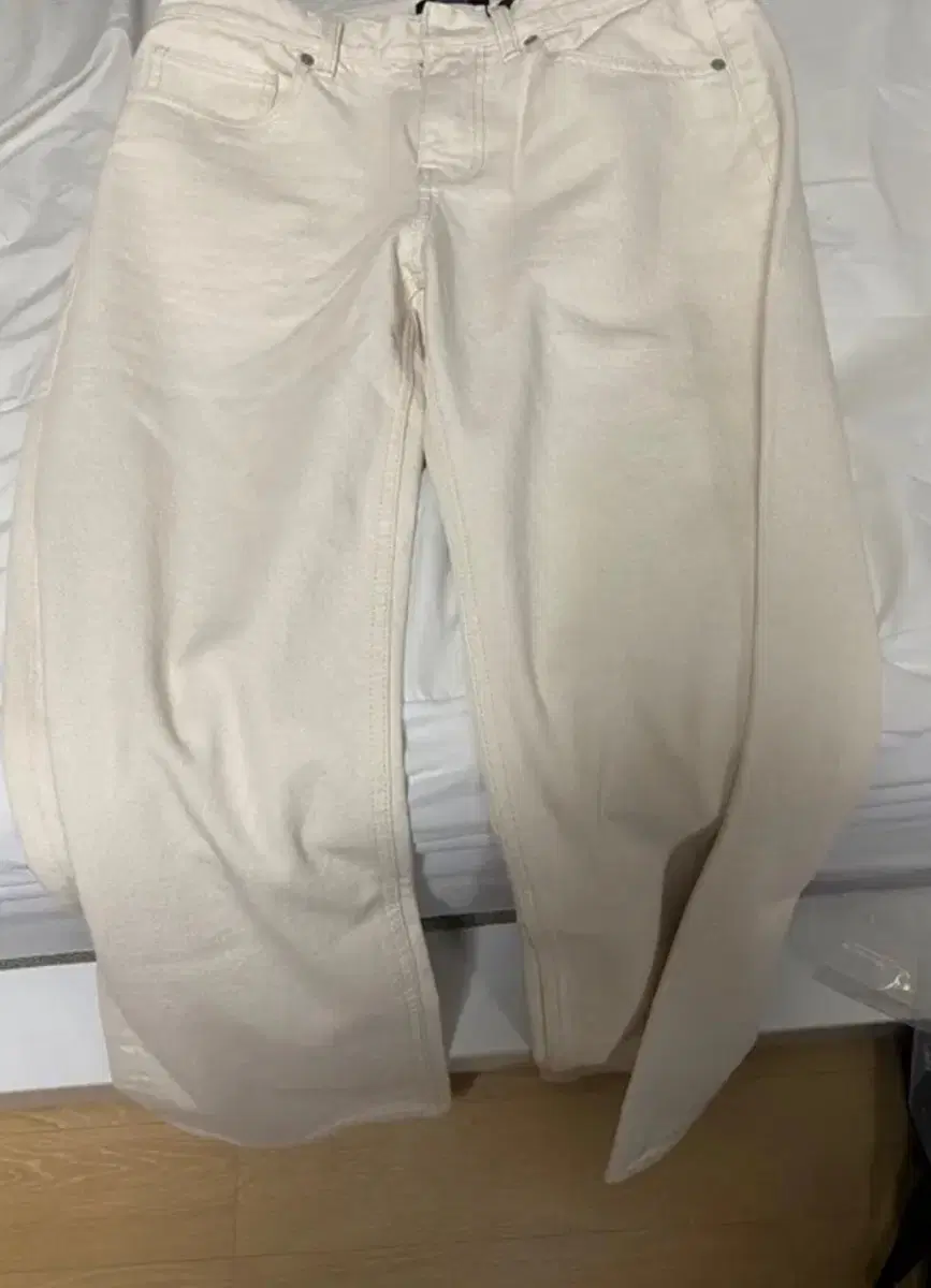 Unshirred Denim Pants (Cream)