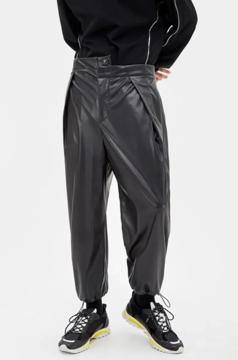 System Homme Waist Jogger Pants Leather Pants Unbalanced Pants