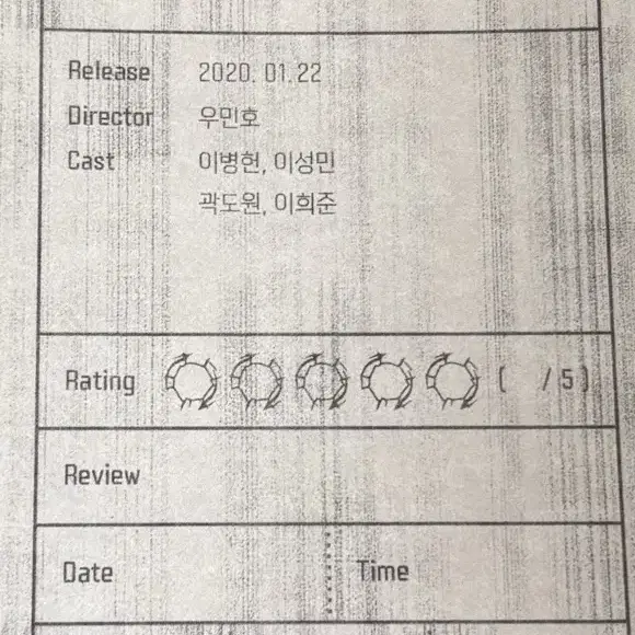 남산의 부장들 오리지널 티켓