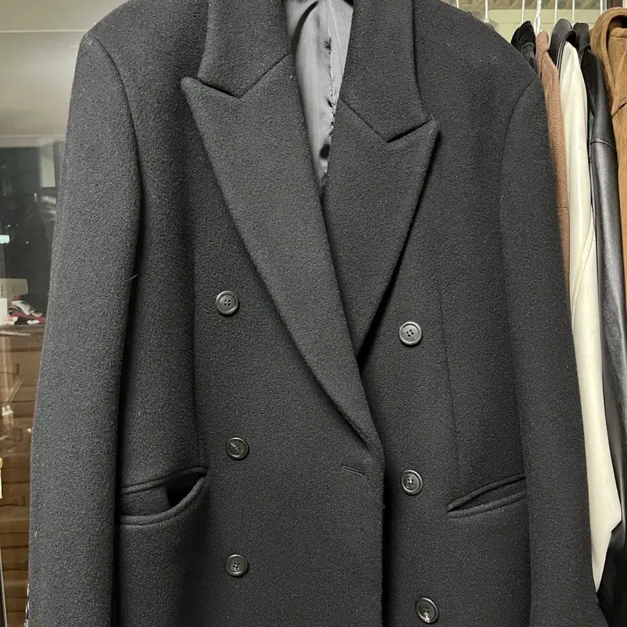 EQL Pocket Double Breasted Coat Black