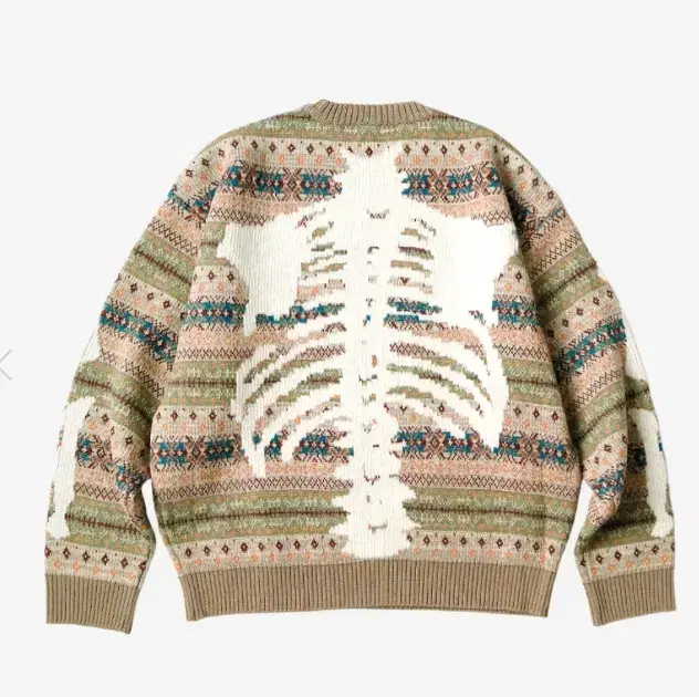 [NEW] Capital 7G Wool Fair Isle Bone Crew Sweater Orange