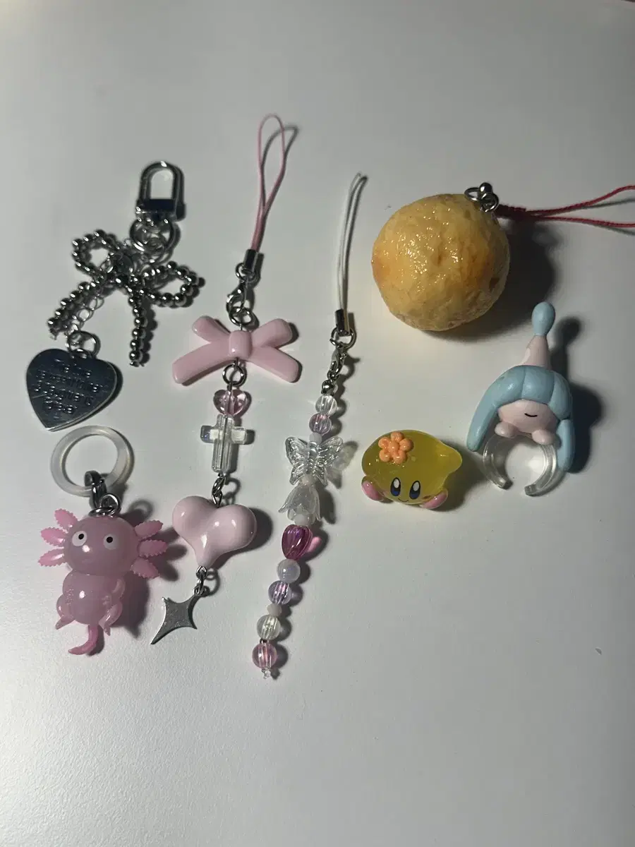 Assorted Japanese Gacha Mejirushi Beaded Keyrings bulk Disposition.