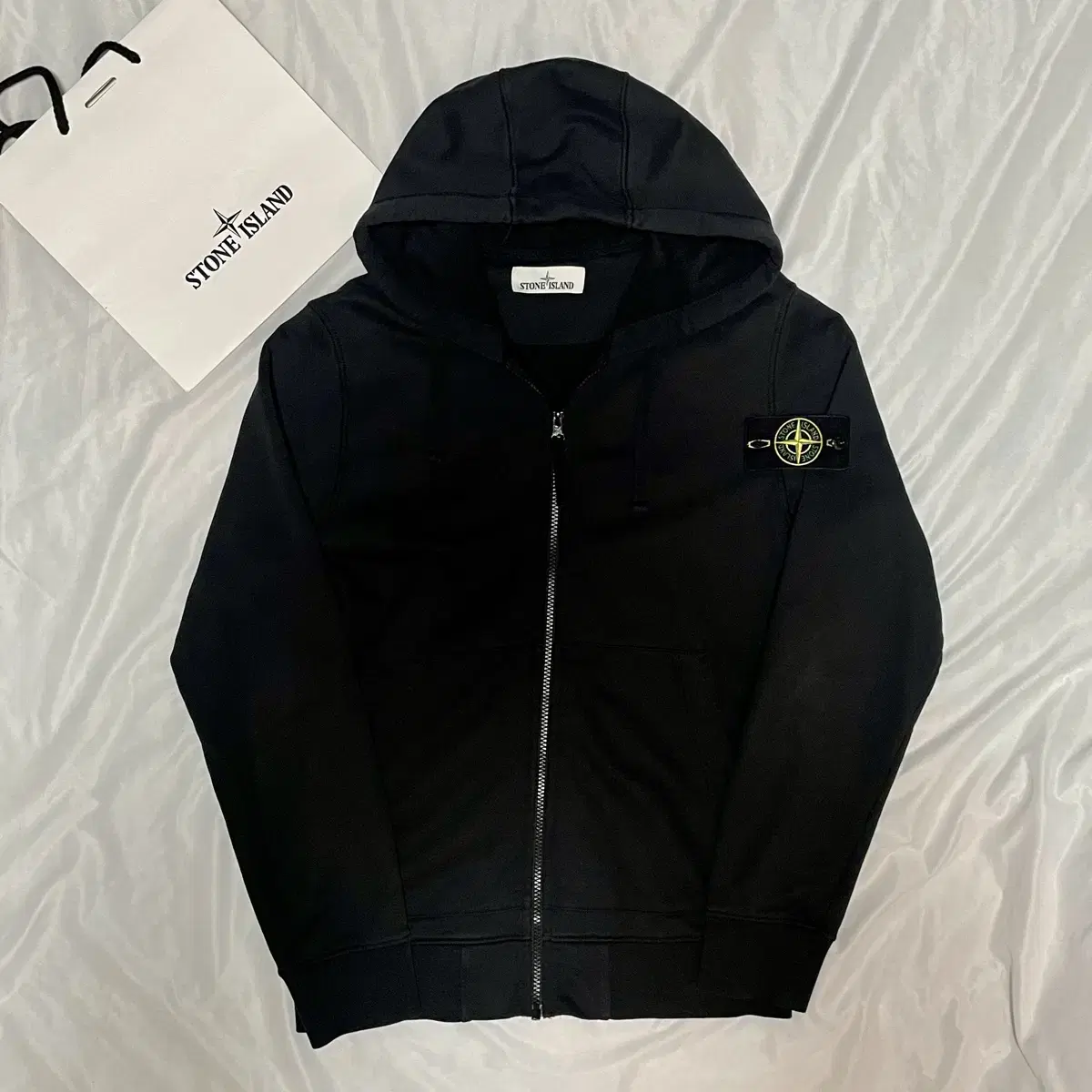 [M size] Stone Island Waffen Patch Hoodie Zip-up Black