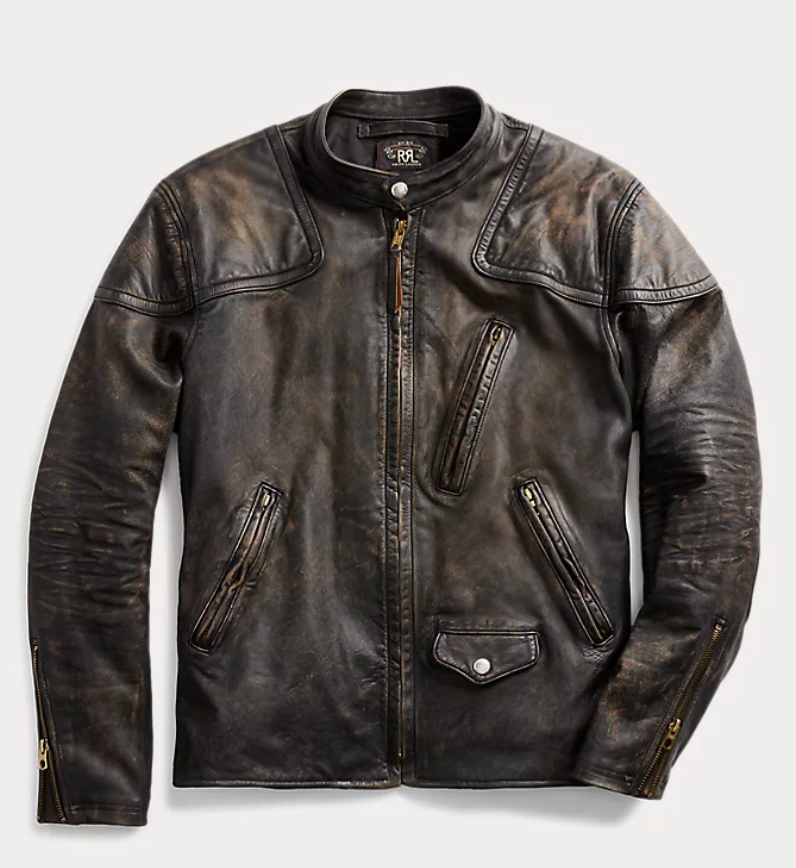 RRL Double L Slim-fit Leather Moto Jacket -size M-