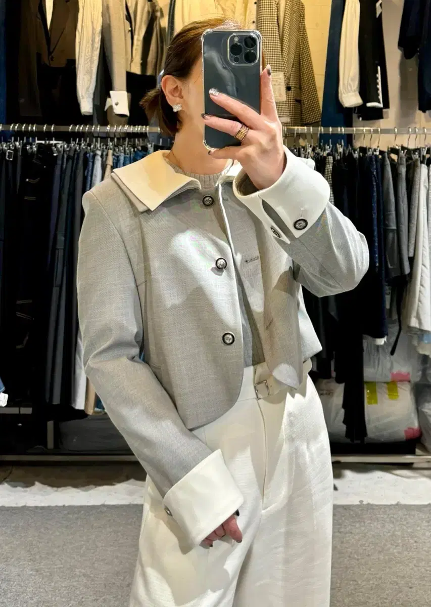 JS New York Style Sale (same-day shipping) sold out Color-blocked double-breasted short jacket (totally cute) J14