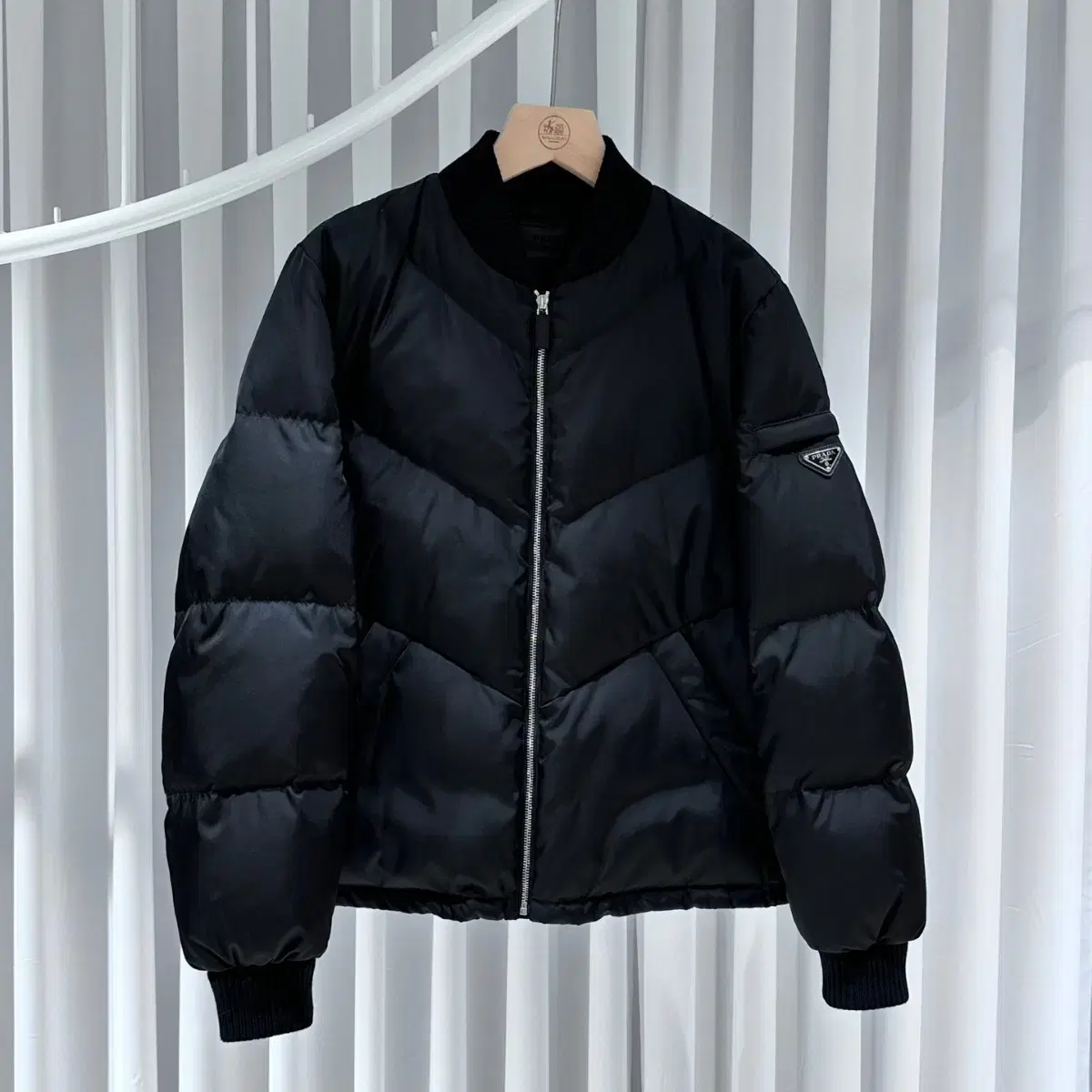 Prada Rina nylon padded bomber jacket / 50