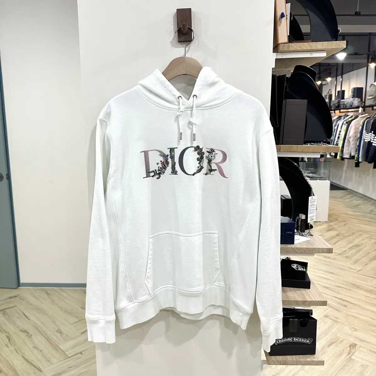 Dior Flower Embroidered Hoodie L