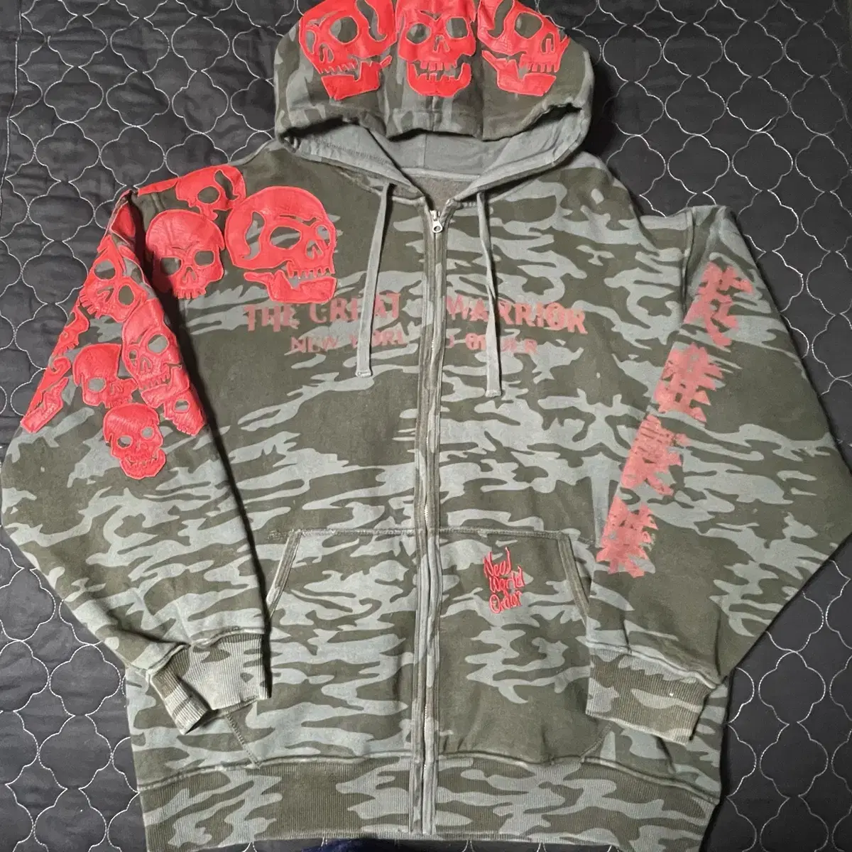 Armed Front Camo Military Skull Patch Hoodie Zip Up