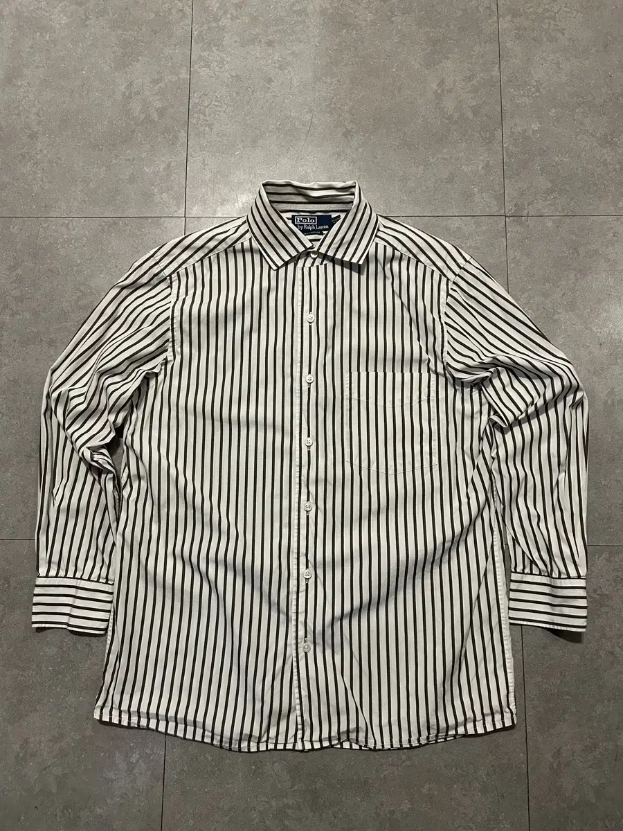 Ralph Lauren Polo stripe vintage oxford cotton one-pocket detail shirt 95