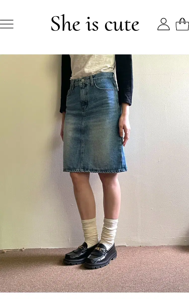 쉬이즈큐트 kitty denim skirt 2size