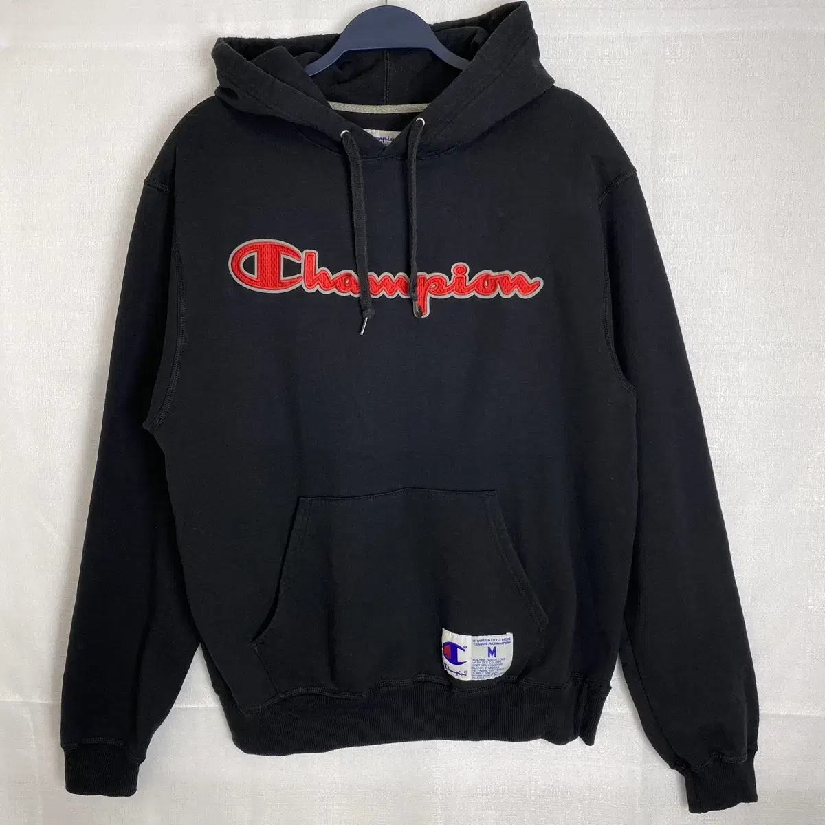 [L] Champion Big Logo Brushed Hoodie Black