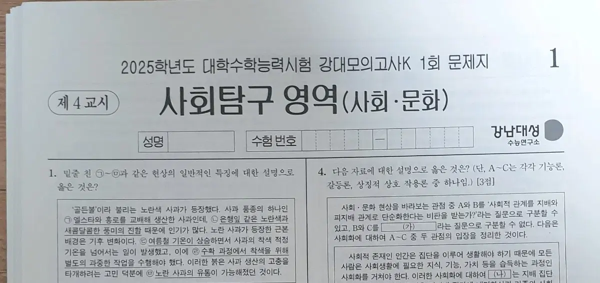 2025 사회문화(사문) 강대K 15회분