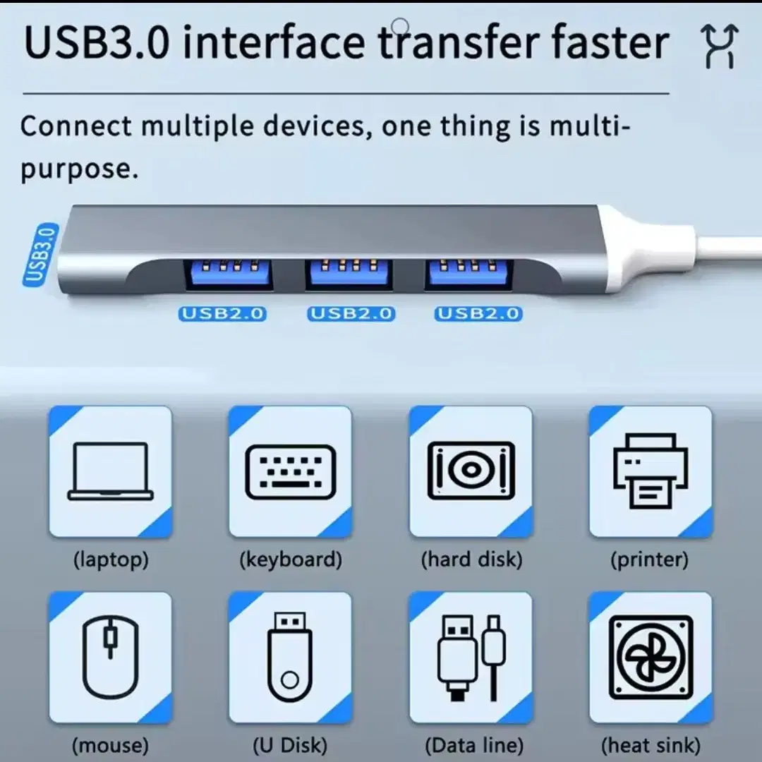 USB C 허브 USB 3.0 타입 C 4 포트 멀티 스플리터 어댑터 O