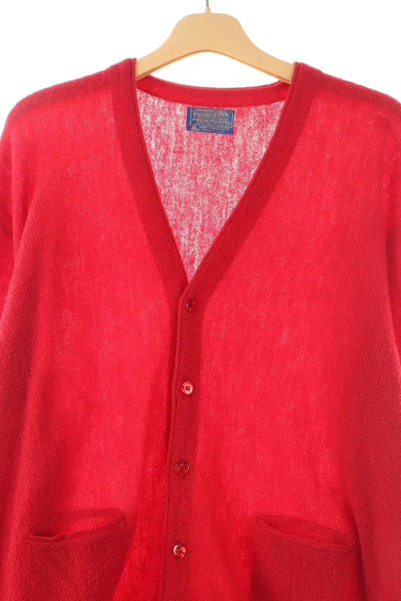 (XL) BrandVintage Knit Zip-up Pentleton Red Cardigan - 10668