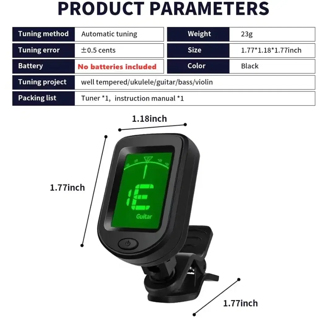 기타 튜너 기타 베이스 우쿨렐레 바이올린 만돌린 밴조용 전자 튜너