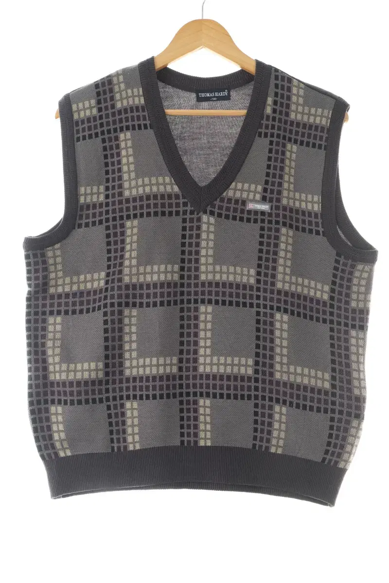 (L) BrandVintage Knit Vest Vest Wool Check Amekaji-10685