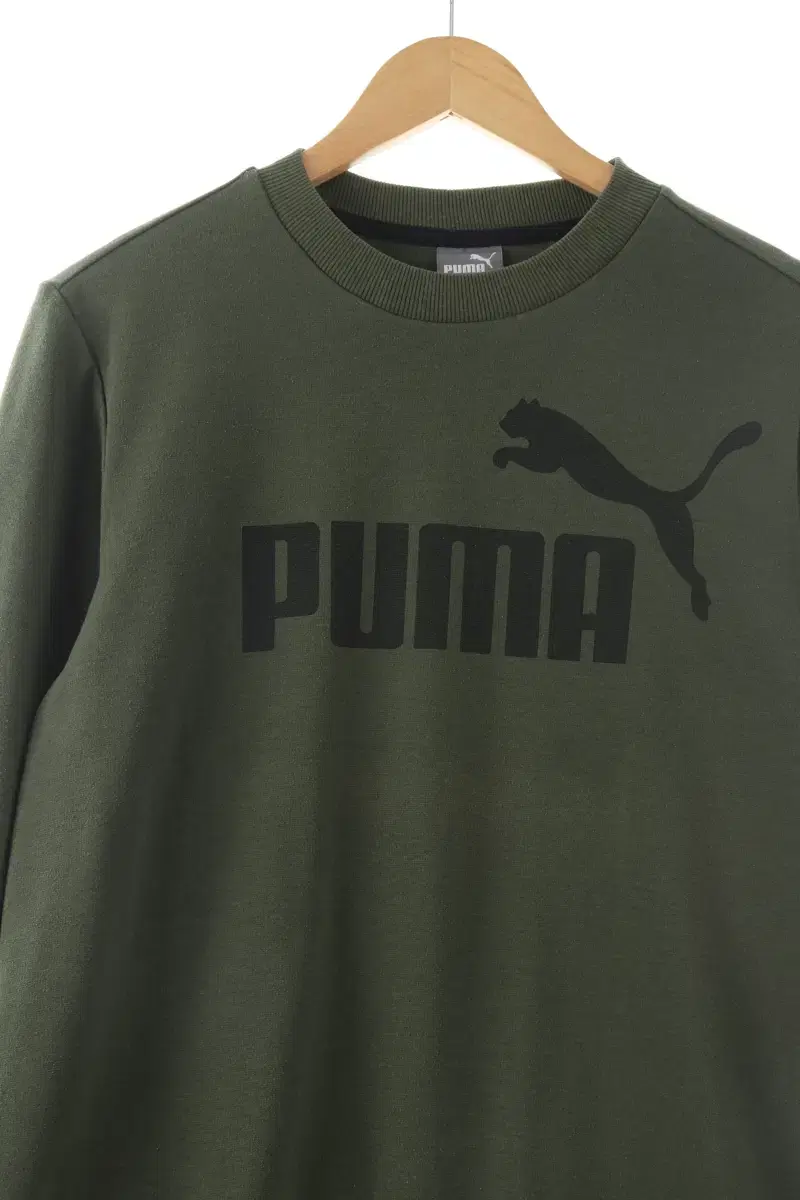 (M) Puma Man to Man T-Shirt Khaki Big Logo Amekazi-106A5