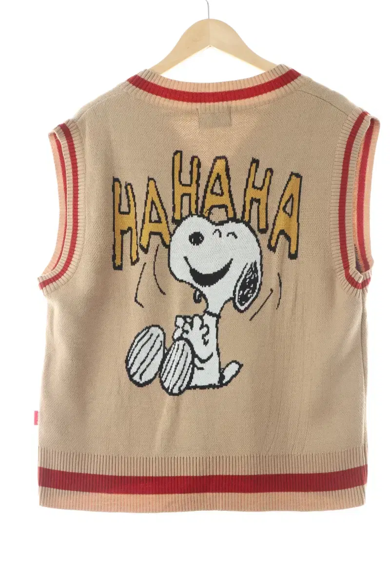 (F) BrandVintage Knit Vest Best Peanuts Beige Snoopy-105EB