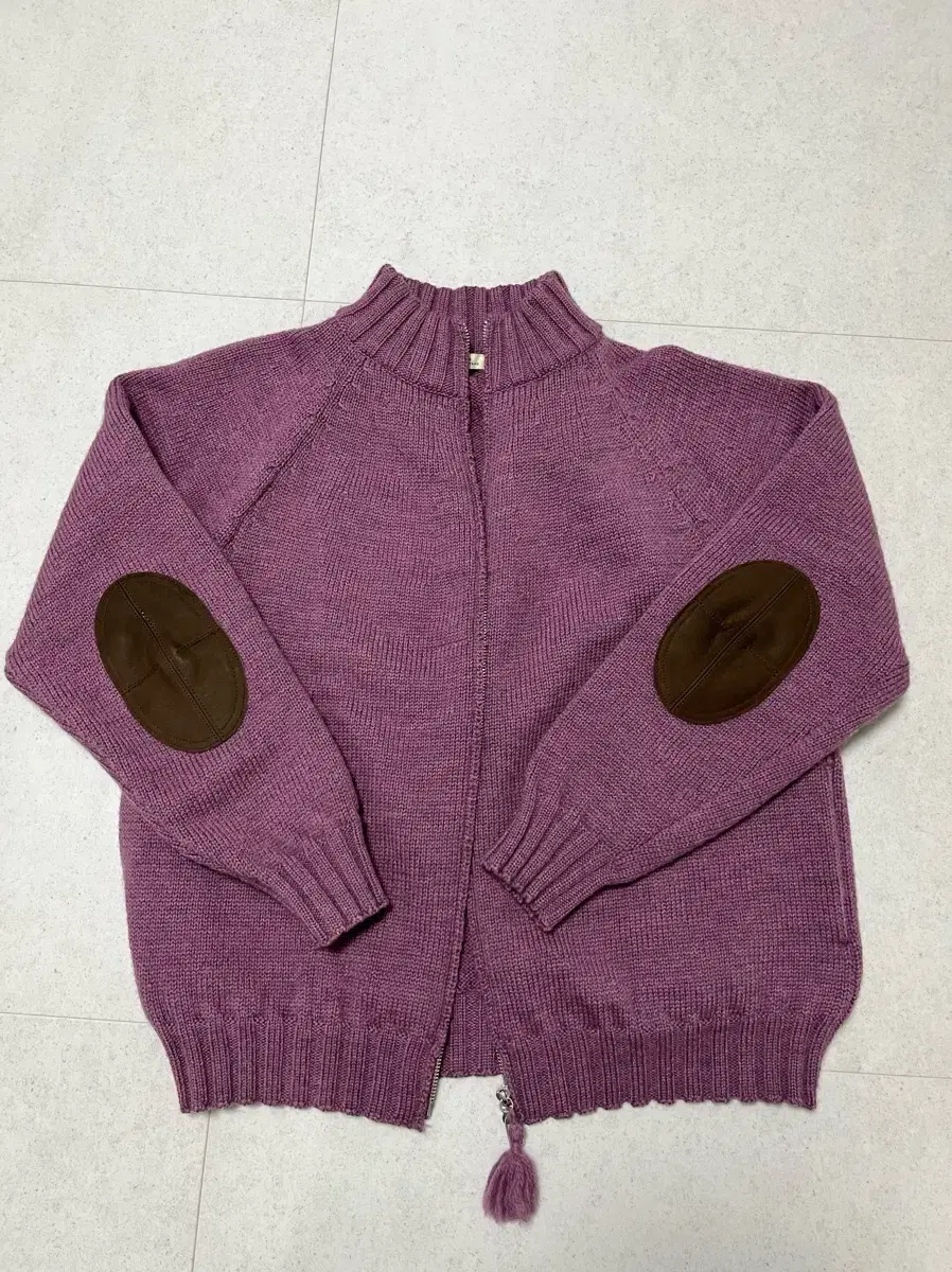 [38] Old Jo/Tweedy Yarn Zip-Up Sweater/Plum