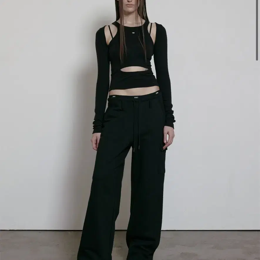 보헤미안서울 LOGO BAND WIDE PANTS, BLACK