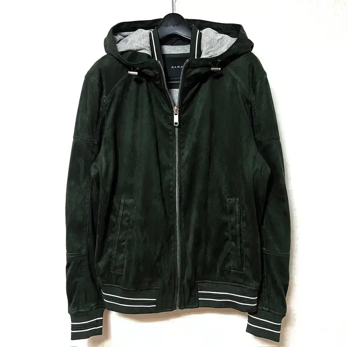 [M,95]Zara zara Suede hooded zip-up jacket