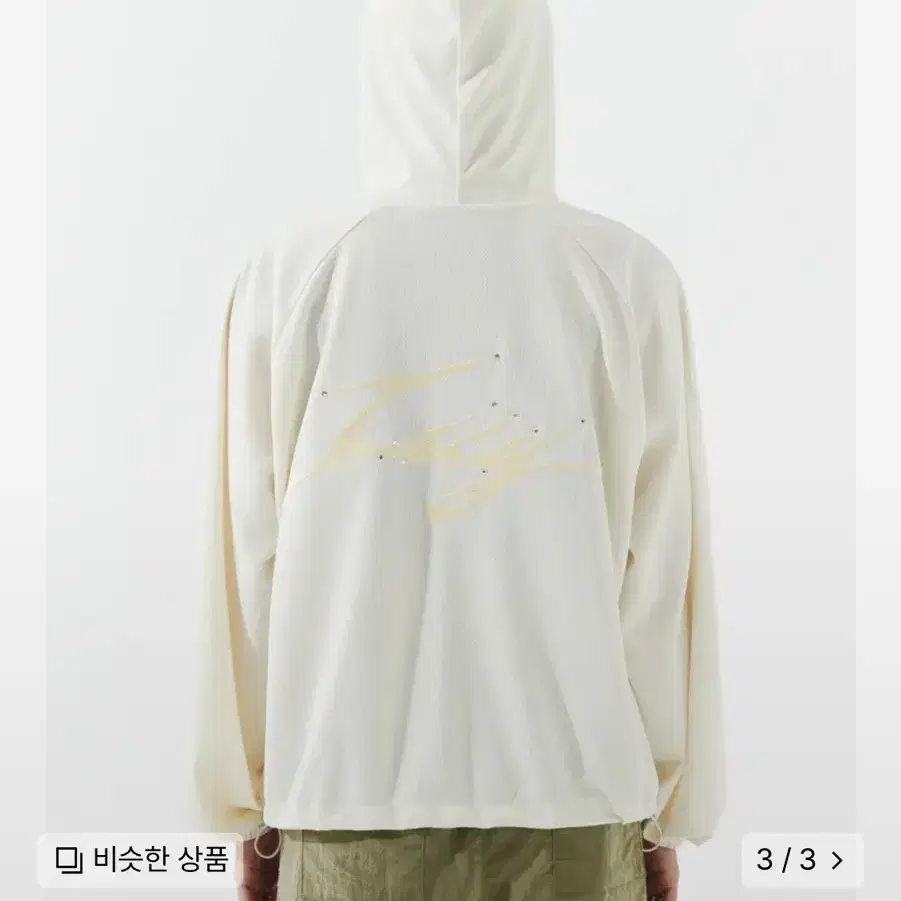 엘이이와이 Leey RHINESTONE HOODIE ZIP-UP IVOR