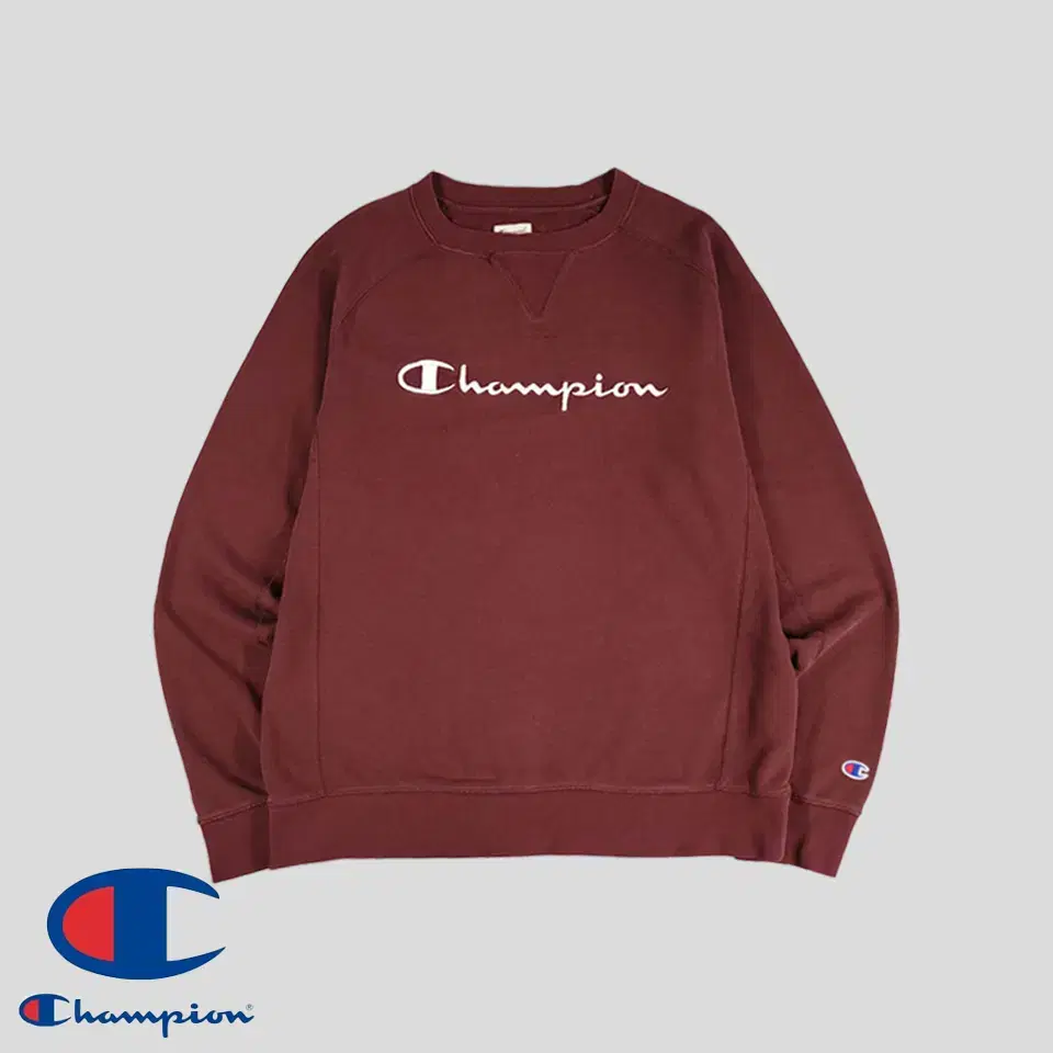 Champion Pigment Burgundy White Big Embroidered Cotton Blend Sweatshirt L