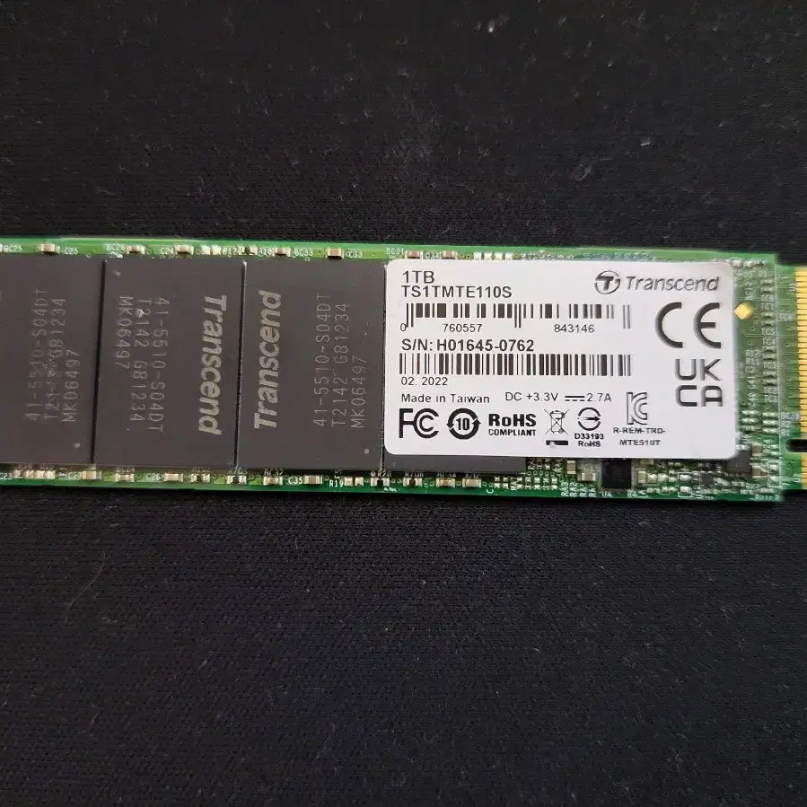 컴퓨터 부품 트랜센드 NVME SSD TS1TMTE110S 1TB