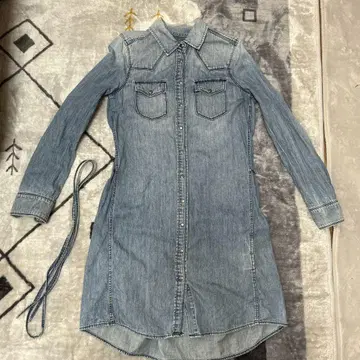 Levis 데님 셔츠 원피스 긴팔 라이트 블루