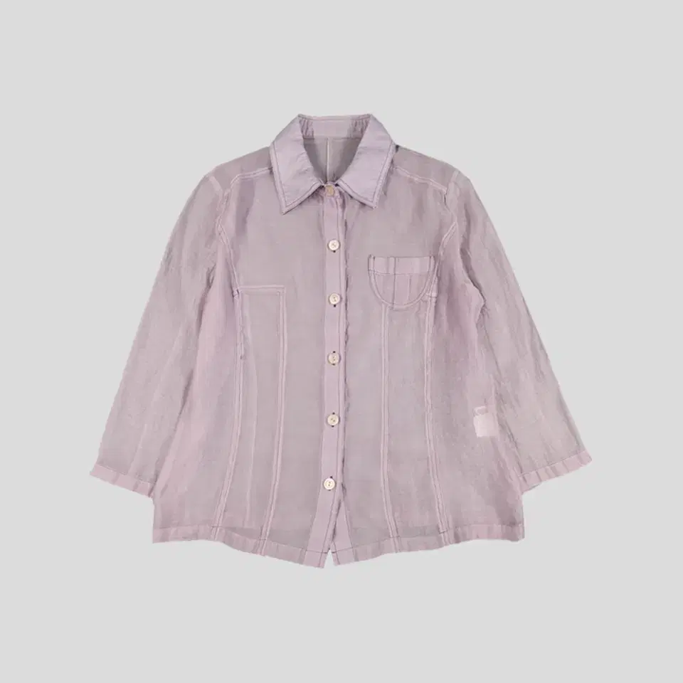 Vintage light purple mauve chest pocket see-through blouse shirt southern WOMAN